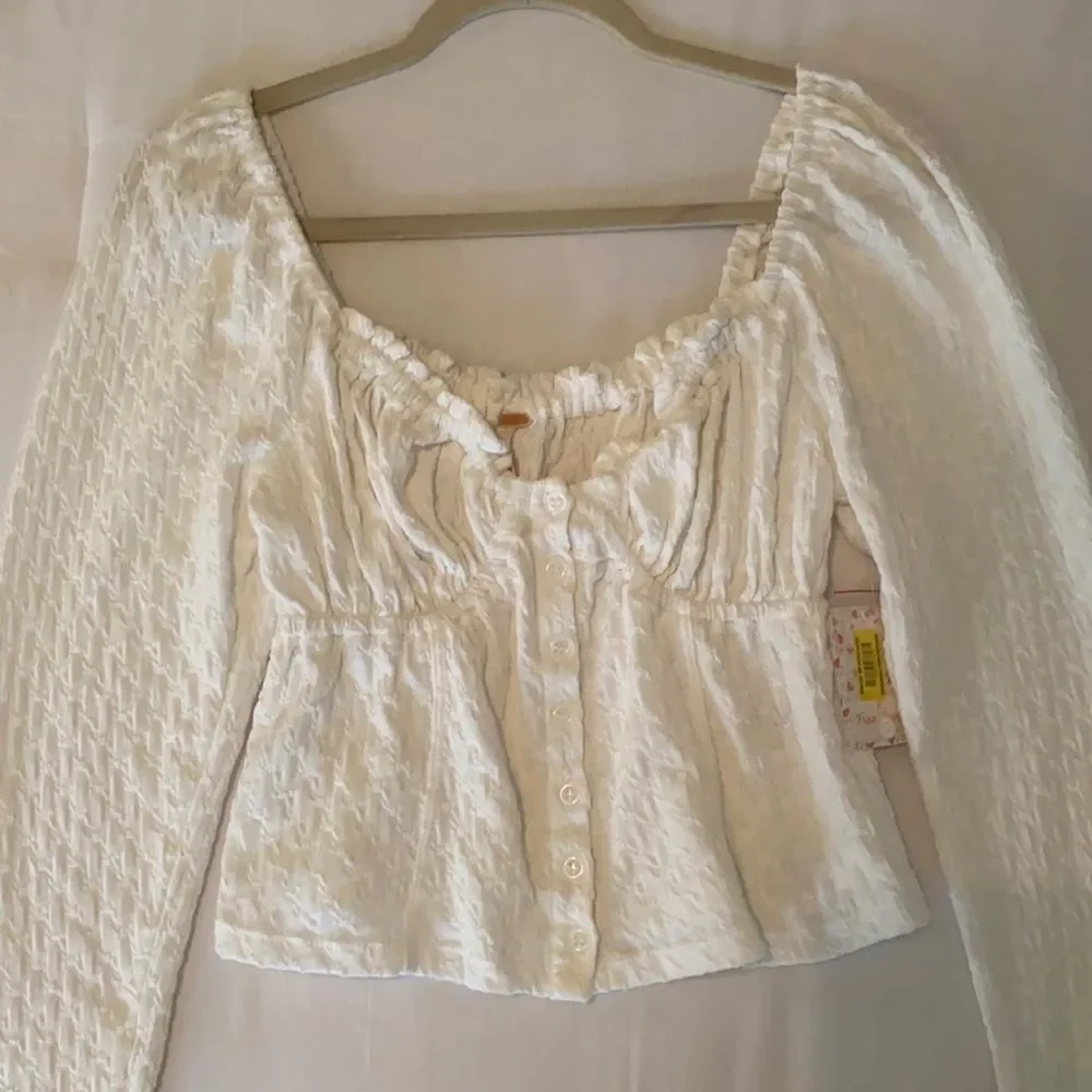 NWT Free People Ladybug Long Sleeve Top in White Size M
